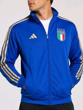 Adidas Italy FIGC DNA Track Jacket Blue Gold Full Zip Soccer Mens Multiple Sizes